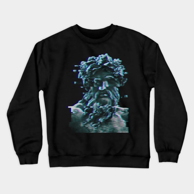 Zeus on Glitch Crewneck Sweatshirt by uglyvector